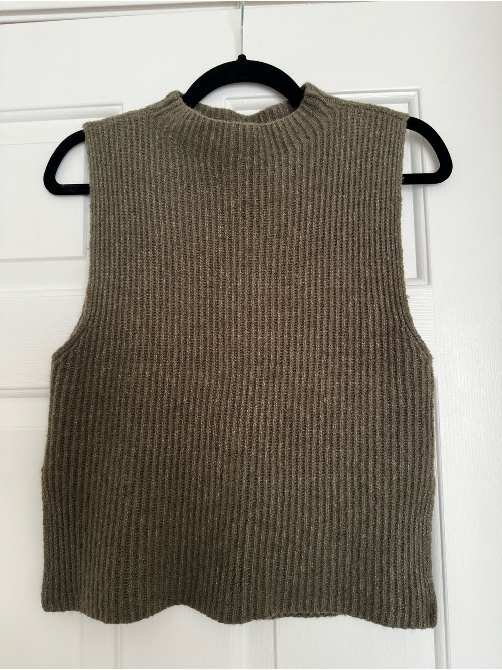 Dynamite Olive Ribbed Crewneck Sweater Vest
